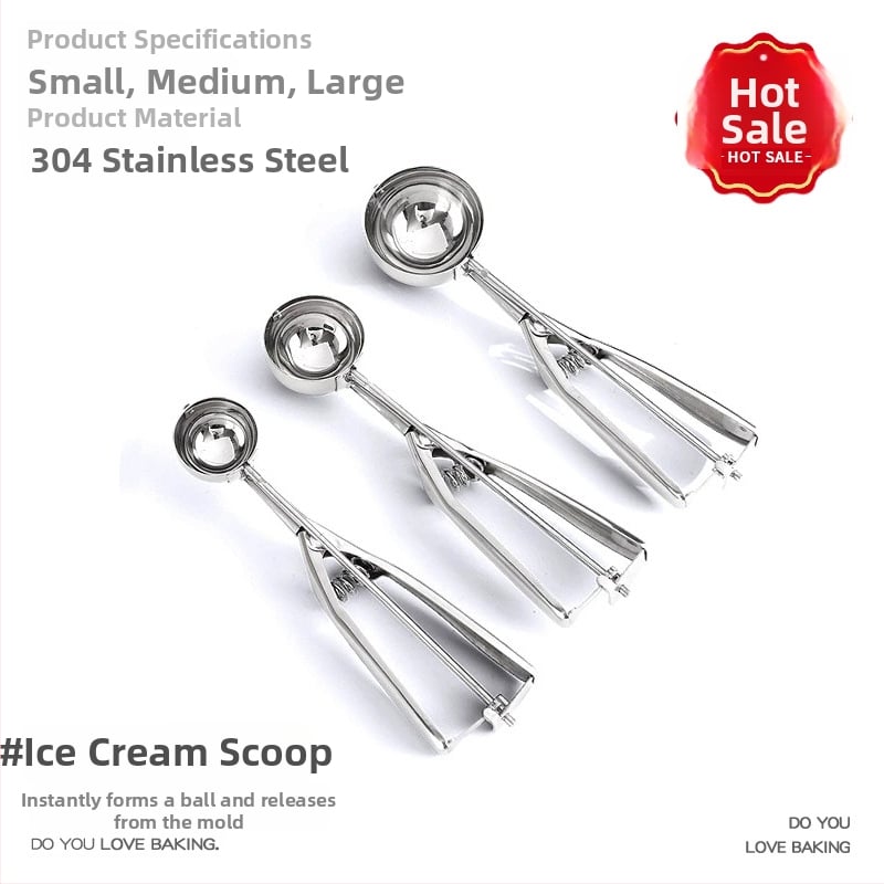 Κουτάλι παγωτού από ανοξείδωτο ατσάλι, μοντέρνος μινιμαλιστικός σχεδιασμός, γυαλισμένη επιφάνεια, premium ποιότητα