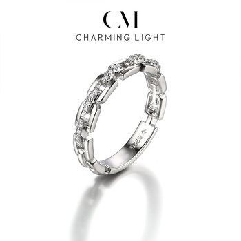 Inel geometric din argint 925, cu setare de diamante, unisex, stil simplu, vară 2025