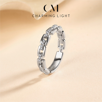 Inel geometric din argint 925, cu setare de diamante, unisex, stil simplu, vară 2025