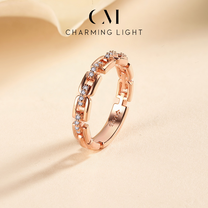 Inel geometric din argint 925, cu setare de diamante, unisex, stil simplu, vară 2025