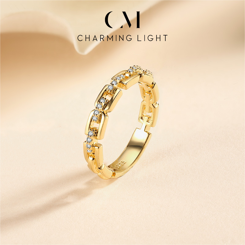 Inel geometric din argint 925, cu setare de diamante, unisex, stil simplu, vară 2025