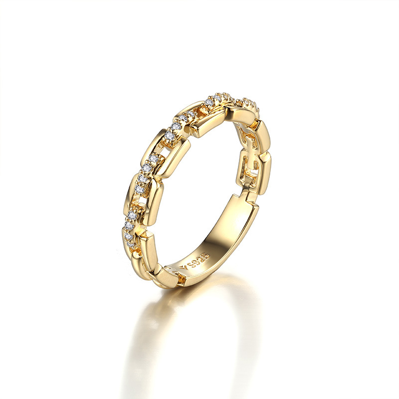 Inel geometric din argint 925, cu setare de diamante, unisex, stil simplu, vară 2025