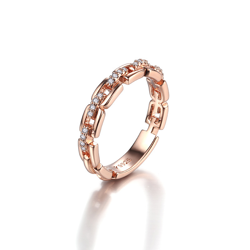 Inel geometric din argint 925, cu setare de diamante, unisex, stil simplu, vară 2025