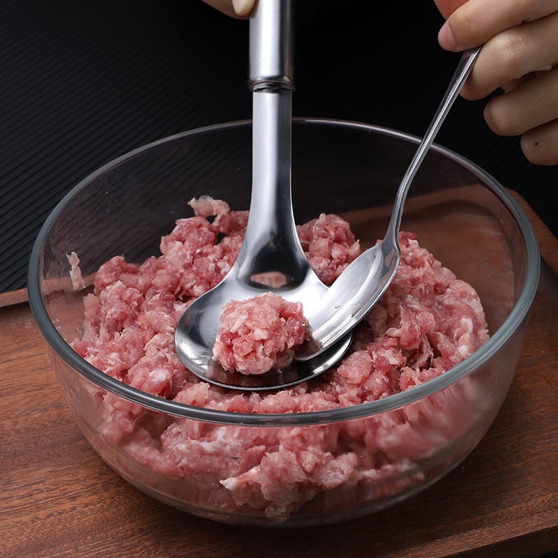 Rozsdamentes acél húsgombóc készítő kanál – konyhai eszköz, garnéla golyó készítő, modern egyszerű stílus