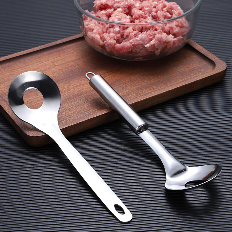 Rozsdamentes acél húsgombóc készítő kanál – konyhai eszköz, garnéla golyó készítő, modern egyszerű stílus