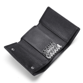 Női kulcstartó táska – valódi bőrből, első réteg tehénbőrből, lélegző, ultra könnyű, kopásálló, bővíthető