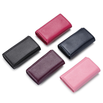 Női kulcstartó táska – valódi bőrből, első réteg tehénbőrből, lélegző, ultra könnyű, kopásálló, bővíthető