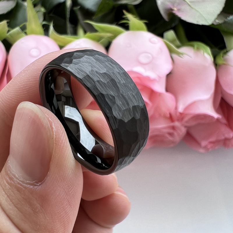 Inel din oțel wolfram, design geometric, stil minimalist, finisaj electroplatinat, unisex