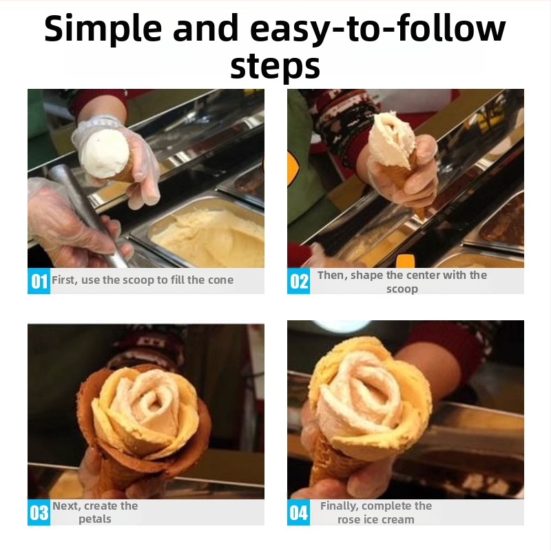 Κουτάλι παγωτού σε σχήμα πετάλου τριανταφυλλού – αλουμίνιο, χειροποίητο, μοντέρνο απλό στυλ, premium ποιότητα