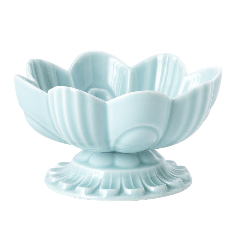 Порцеланов поднос за плодове в дзен стил с мотив лотос и бергамот, марка Shinan, стил New Chinese Style, пролет 2020