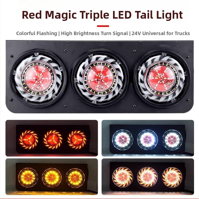 Zadné svetlo nákladného prívesu, 24V LED, nepremokavé, trojité brzdenie so smerovým signálom, zadné kombinované svetlo