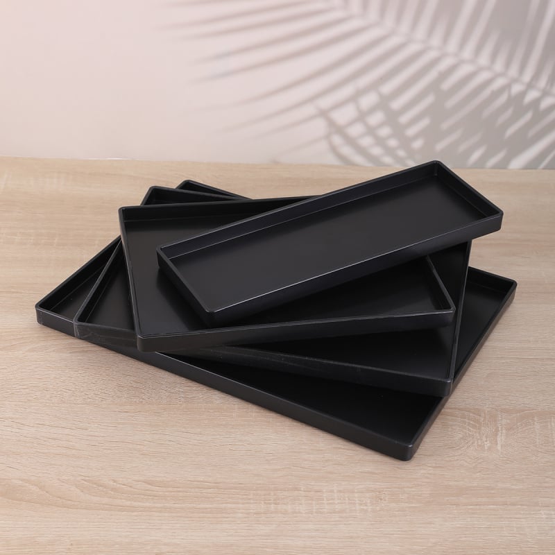 Pladanj od plastike – pravokutni, moderan jednostavan dizajn, elektroplatirana površina, pogodan za hotele i posluživanje hrane, moguć tisk logotipa (Elektroplatirana površina, Tisak logotipa, Prilagodba, Hoteli i posluživanje hrane)