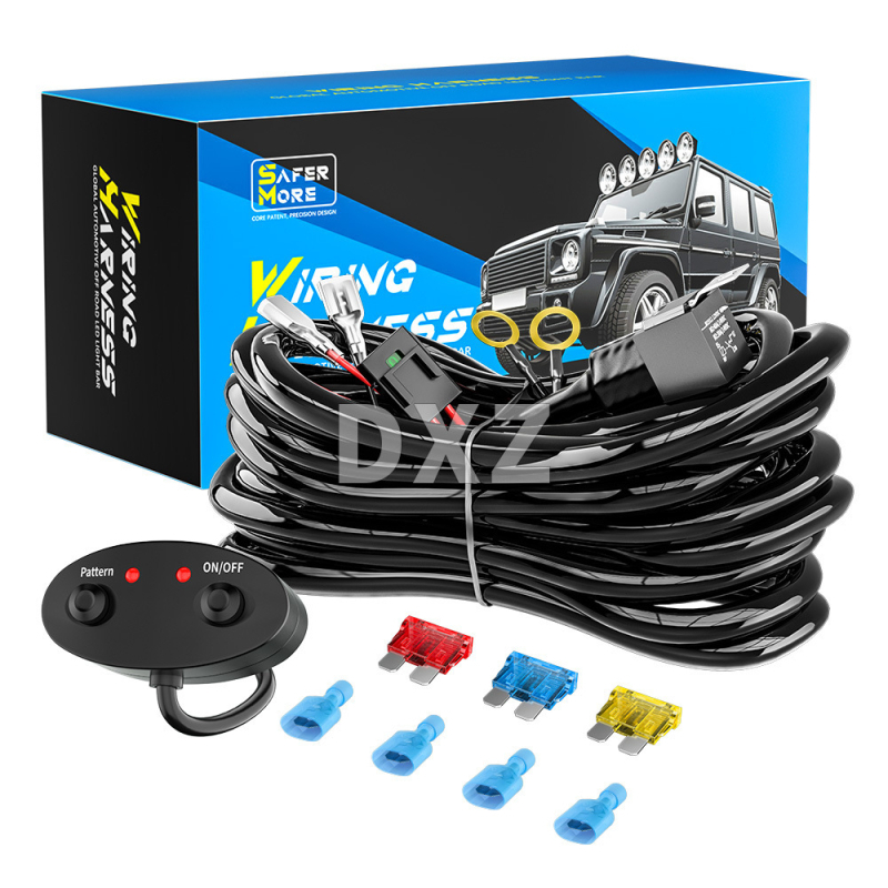 DXZ LED darbo apšvietimo kabelis automobiliui, ilgis 3 m, 1→2 skirstytuvas, 18 AWG, 12 V, galia 0–320 W