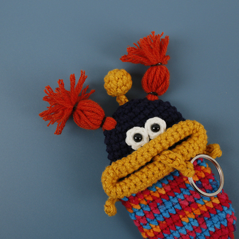 Kézzel szőtt kulcstartó táska pamut anyaggal, anime mintával, 1 hajtású pénztárca, lélegző