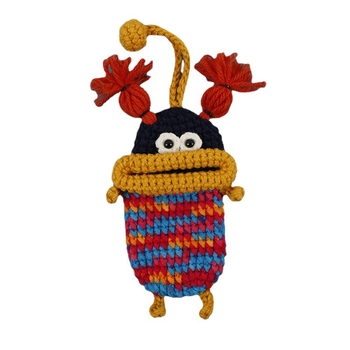 Kézzel szőtt kulcstartó táska pamut anyaggal, anime mintával, 1 hajtású pénztárca, lélegző