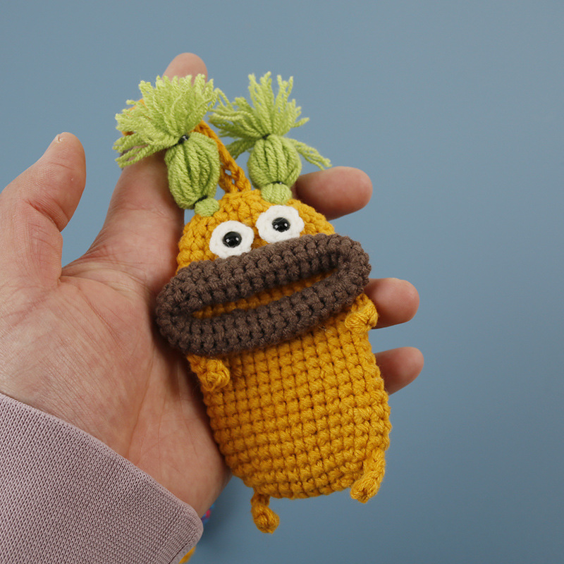 Kézzel szőtt kulcstartó táska pamut anyaggal, anime mintával, 1 hajtású pénztárca, lélegző