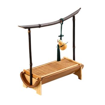 Стойка за чайно изкуство за съхранение — Нов китайски стил, подвижна, бамбукова кутия за съхранение, настолен дисплей на чайния комплект