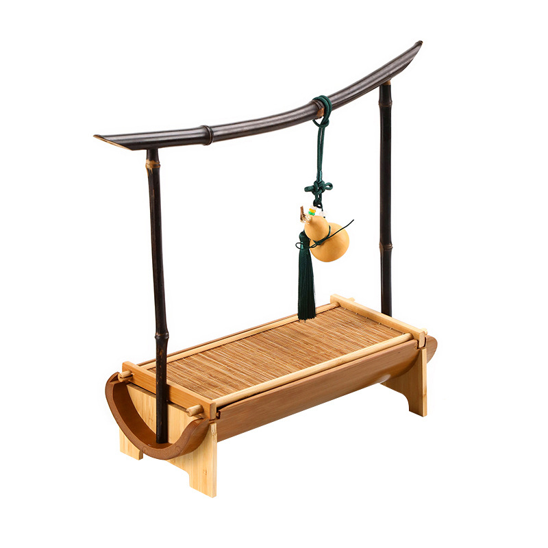 Стойка за чайно изкуство за съхранение — Нов китайски стил, подвижна, бамбукова кутия за съхранение, настолен дисплей на чайния комплект