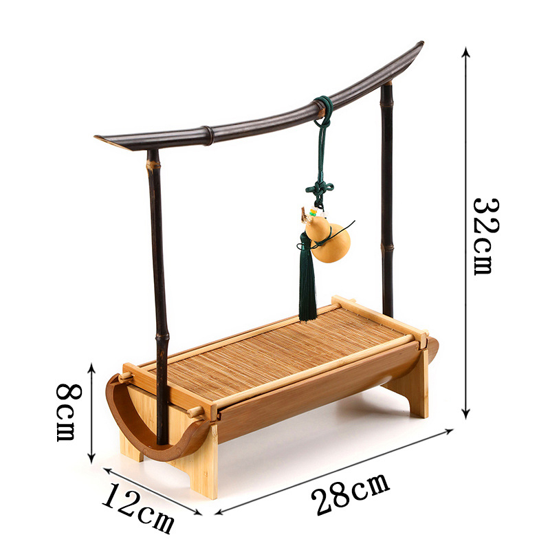 Стойка за чайно изкуство за съхранение — Нов китайски стил, подвижна, бамбукова кутия за съхранение, настолен дисплей на чайния комплект
