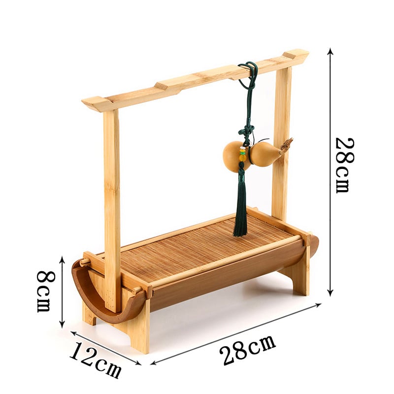 Стойка за чайно изкуство за съхранение — Нов китайски стил, подвижна, бамбукова кутия за съхранение, настолен дисплей на чайния комплект