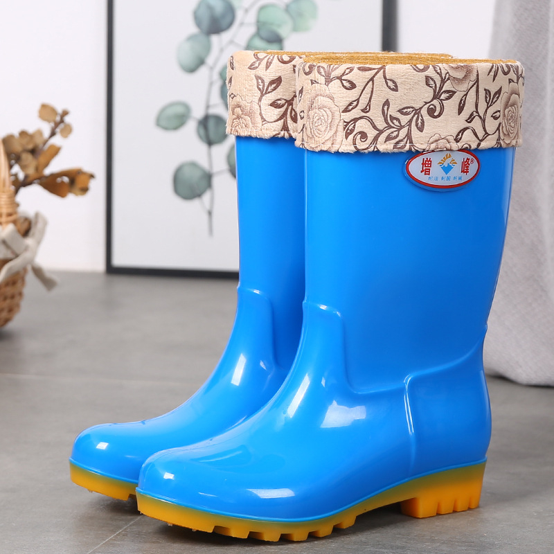 Ženske visoke vodootporne čizme za kišu od PVC-a s toplom podstavom, protuklizne i otporne na habanje, pogodne za sve sezone, niski potpetica 1–3 cm