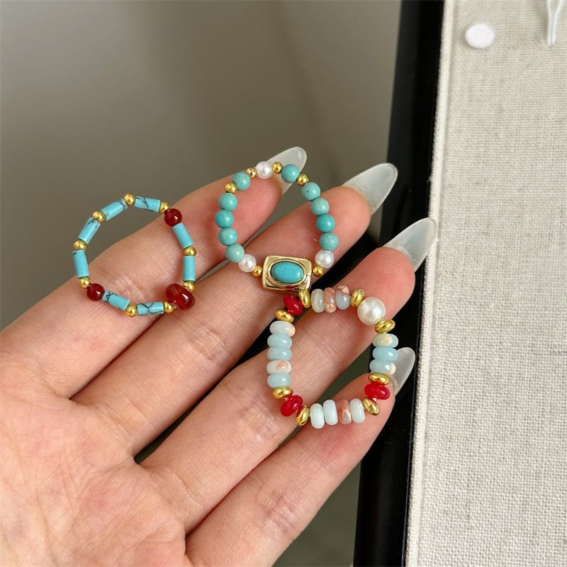 Γυναικείο δαχτυλίδι γεωμετρικού μινιμαλιστικού σχεδιασμού από μικτά υλικά (φθινόπωρο 2024)