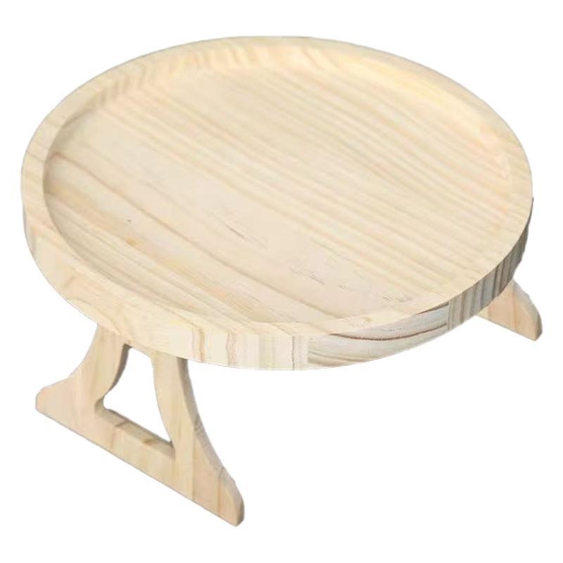 Kružni sklopivi drveni pladanj za naslon na kauču, bočni stol za doručak