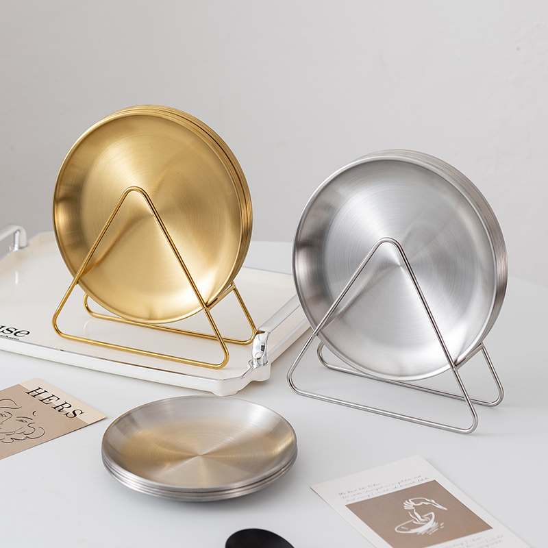 Диск за изплюване на кости от 201 неръждаема стомана - кръгла форма, повърхност с жично шлифоване, печат на лого, възможност за персонализация