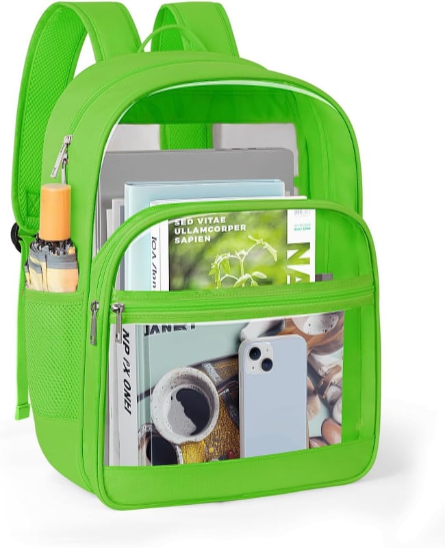 Unisex PVC διαφανής σάκκος πλάτης, 20–35L χωρητικότητα, αδιάβροχο, συμβατό με φορητό 14 ιντσών, σχολικό σακίδιο