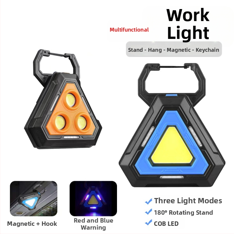 Daugiafunkcinė COB darbo lemputė su magnetiniu tvirtinimu, sulankstoma USB-C maitinimo bankos avarinei lemputei, transporto priemonės patikrai, LED 5W, 1800mAh, 360° pasukimas