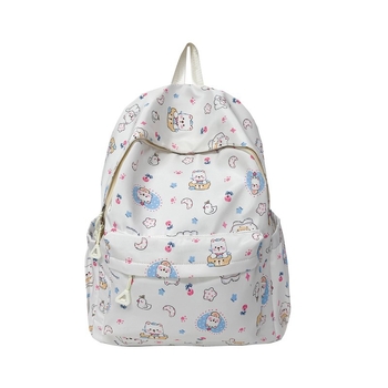 Uniszex nejlon hátizsák, lélegző kialakítás, rajzfilm-stílus, állatmintás, ívelt vállpántok