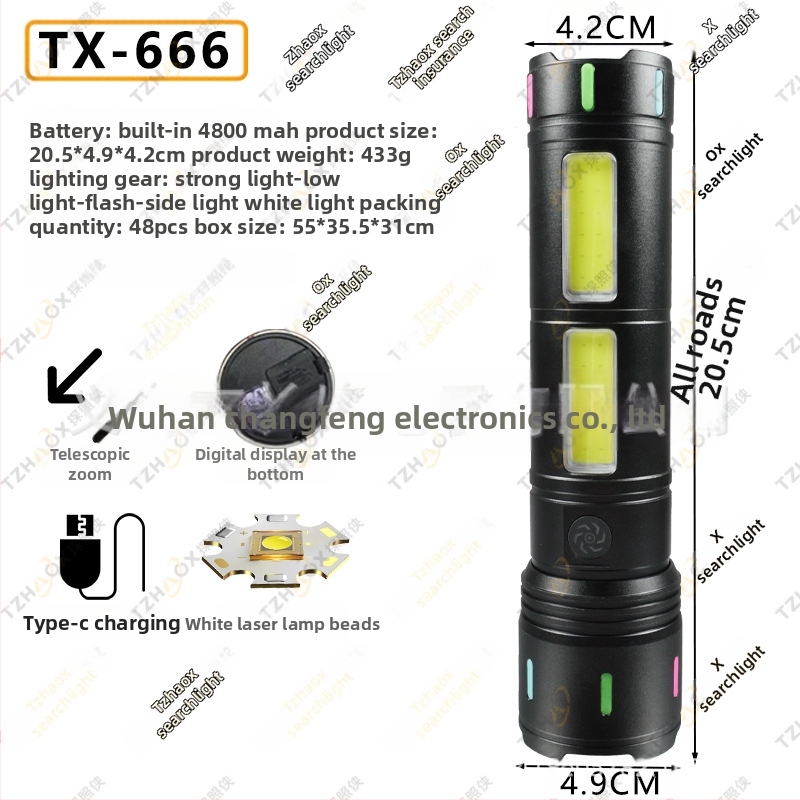 Aluminijska LED svjetiljka s ručnim pogonom, 4500–7200 mAh, 240–350 lm, domet 200–500 m