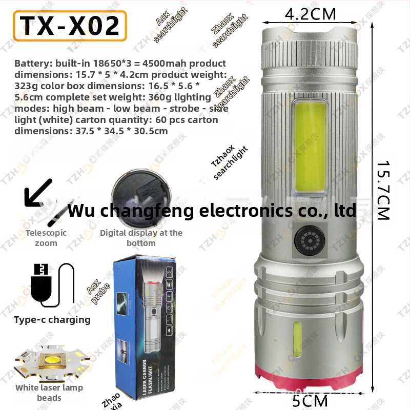 Aluminijska LED svjetiljka s ručnim pogonom, 4500–7200 mAh, 240–350 lm, domet 200–500 m