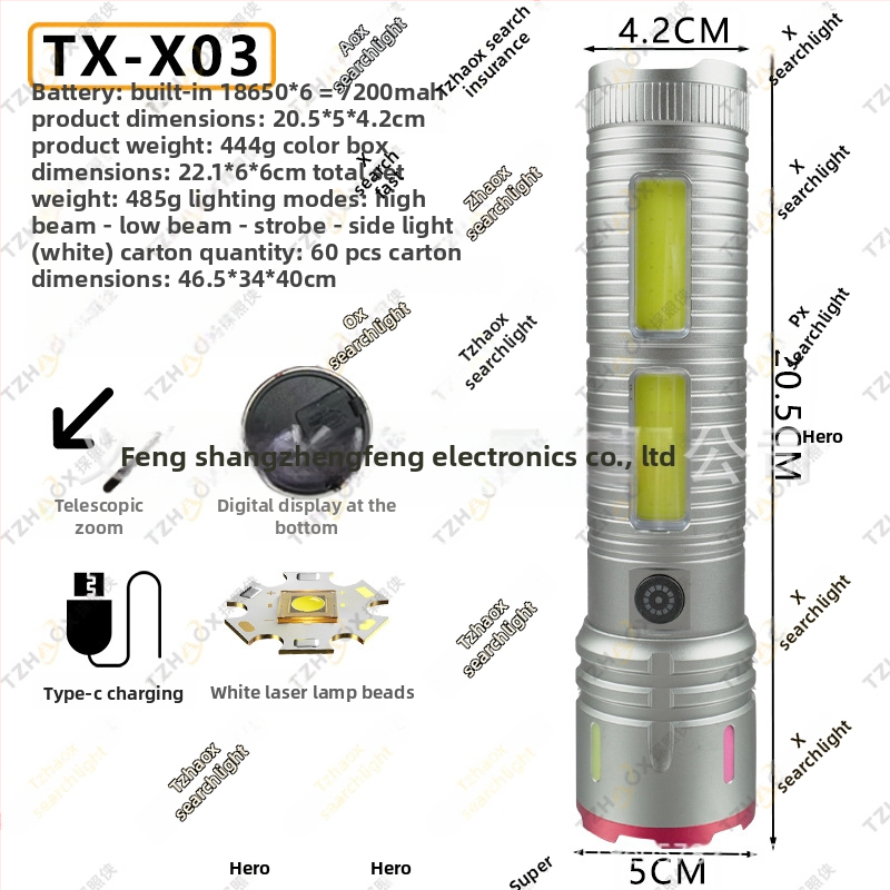 Aluminijska LED svjetiljka s ručnim pogonom, 4500–7200 mAh, 240–350 lm, domet 200–500 m