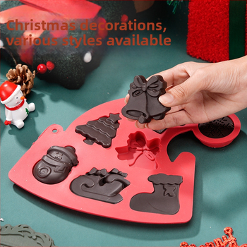 Silikona cepumu cepumu formu komplekts, 6 gab., vintage stils, Ziemassvētku eglītes un Ziemassvētku vecīša motīvi, Ainuorui