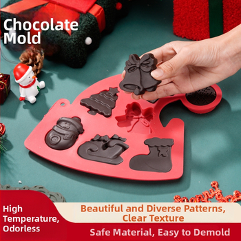 Silikona cepumu cepumu formu komplekts, 6 gab., vintage stils, Ziemassvētku eglītes un Ziemassvētku vecīša motīvi, Ainuorui