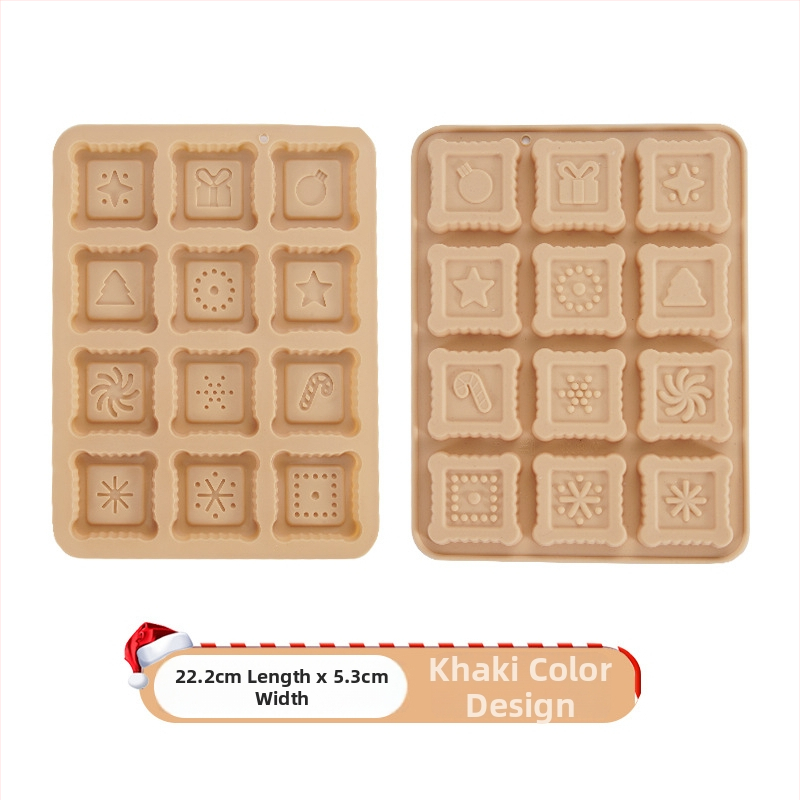 Silikona cepumu cepumu formu komplekts, 6 gab., vintage stils, Ziemassvētku eglītes un Ziemassvētku vecīša motīvi, Ainuorui