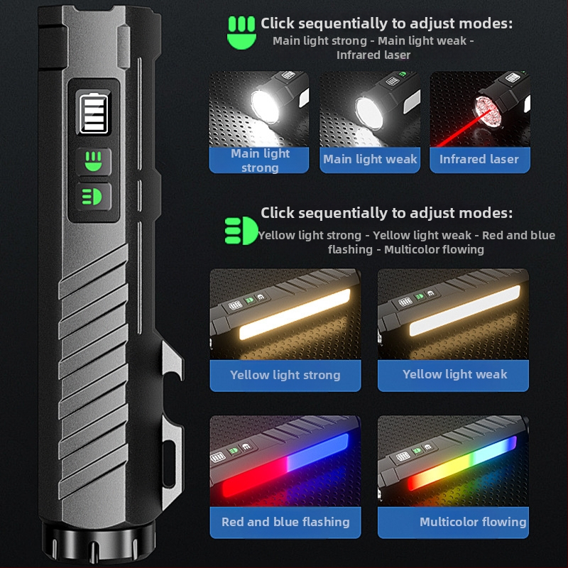 LED svjetiljka od aluminijske legure, 12W, 350+ lm, punjiva 3000mAh, domet 100–200 m