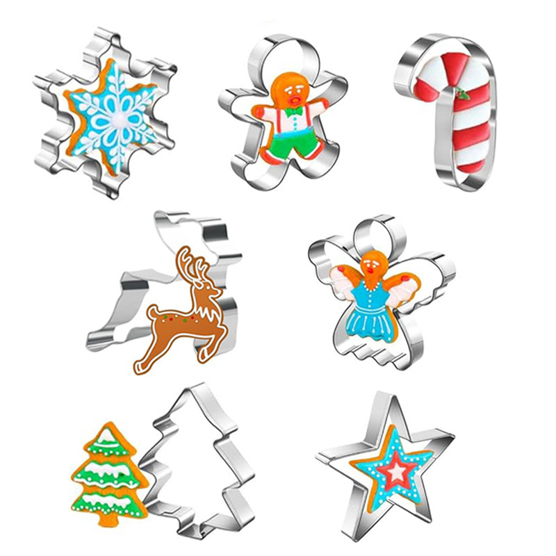 Set forme de biscuiți din oțel inoxidabil Mingsheng, forme neregulate, 12 bucăți, pentru coacere fursecuri