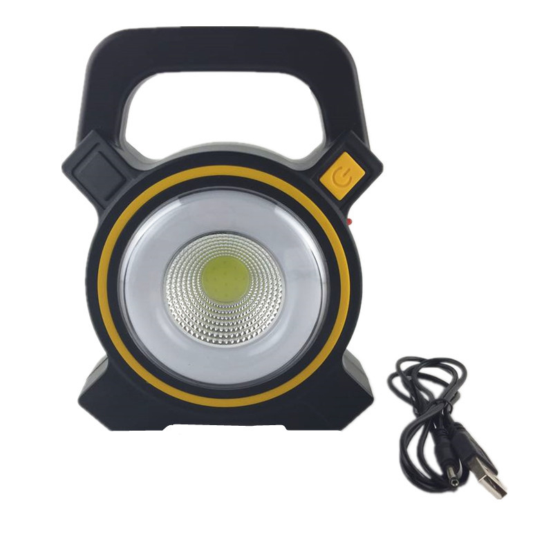 Solarna COB LED kamping lampa s USB punjenjem, prijenosna, viseća, s gumbom
