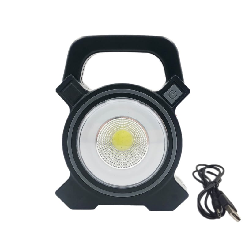 Solarna COB LED kamping lampa s USB punjenjem, prijenosna, viseća, s gumbom