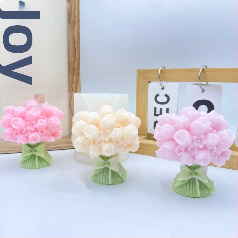 Silikónová forma tulipánového buketu na DIY sviečky a živicu