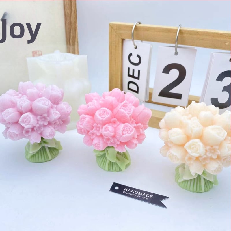 Silikónová forma tulipánového buketu na DIY sviečky a živicu