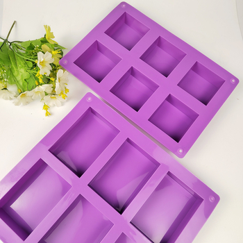 Formă din silicon pentru prăjituri cu șase găuri, dreptunghiulară și pătrată, 168 g