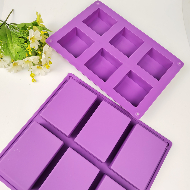 Formă din silicon pentru prăjituri cu șase găuri, dreptunghiulară și pătrată, 168 g