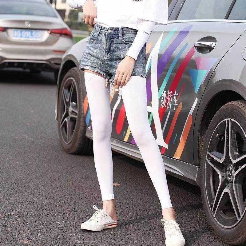 Mășete pentru picioare Ice Silk UV-protecție pentru ciclism și alergare, respirabile, amestec nylon-spandex, unisex, lungime medie