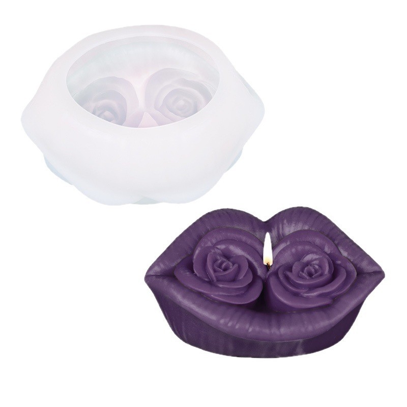 Silicone kalup s dizajnom usana i ruže, nepravilnog oblika; za torte, mousse, žele i gips ukrase