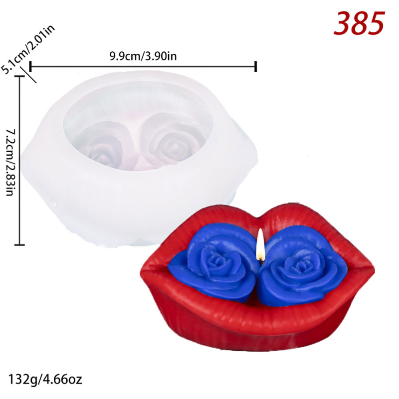 Silicone kalup s dizajnom usana i ruže, nepravilnog oblika; za torte, mousse, žele i gips ukrase