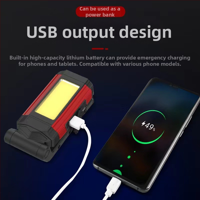 LED COB magnetska radna svjetiljka za popravke automobila, USB punjenje, 10W, ugrađena baterija, višenamjenska