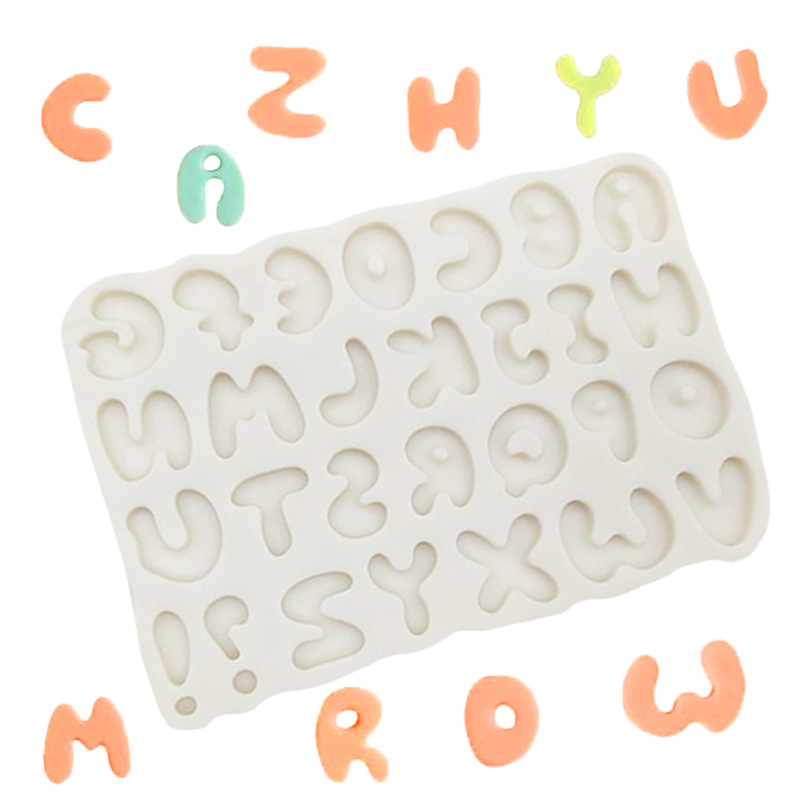 Nagybetűs angol betűkkel készült fondant szilikon forma, kör alakú, tortadíszítésre